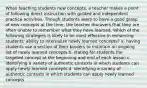 When teaching students new concepts, a teacher makes a point of following direct instruction with guided and independent practice activities. Though students seem to have a good grasp of new concepts at the time, the teacher discovers that they are often unable to remember what they have learned. Which of the following strategies is likely to be most effective in enhancing students' ability to internalize newly learned concepts? a. having students use a section of their binders to maintain an ongoing list of newly learned concepts b. stating for students the targeted concept at the beginning and end of each lesson c. identifying a variety of authentic contexts in which students can apply newly learned concepts d. identifying a variety of authentic contexts in which students can apply newly learned concepts