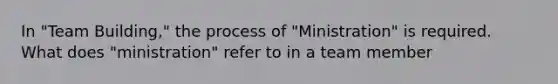 In "Team Building," the process of "Ministration" is required. What does "ministration" refer to in a team member