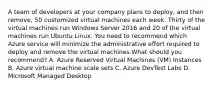 A team of developers at your company plans to deploy, and then remove, 50 customized virtual machines each week. Thirty of the virtual machines run Windows Server 2016 and 20 of the virtual machines run Ubuntu Linux. You need to recommend which Azure service will minimize the administrative effort required to deploy and remove the virtual machines.What should you recommend? A. Azure Reserved Virtual Machines (VM) Instances B. Azure virtual machine scale sets C. Azure DevTest Labs D. Microsoft Managed Desktop