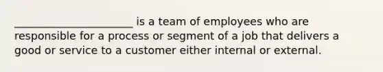 ______________________ is a team of employees who are responsible for a process or segment of a job that delivers a good or service to a customer either internal or external.