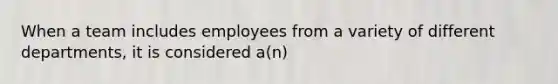 When a team includes employees from a variety of different departments, it is considered a(n)