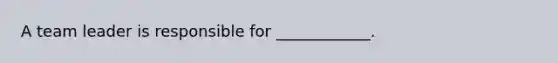 A team leader is responsible for ____________.