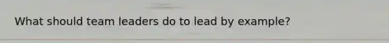 What should team leaders do to lead by example?