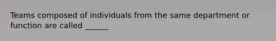 Teams composed of individuals from the same department or function are called ______