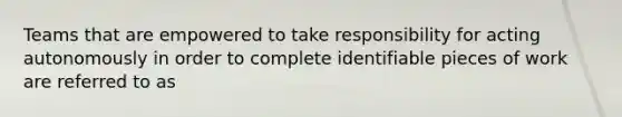 Teams that are empowered to take responsibility for acting autonomously in order to complete identifiable pieces of work are referred to as