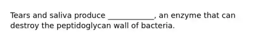 Tears and saliva produce ____________, an enzyme that can destroy the peptidoglycan wall of bacteria.