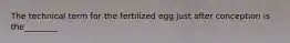 The technical term for the fertilized egg just after conception is the________