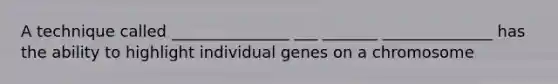 A technique called _______________ ___ _______ ______________ has the ability to highlight individual genes on a chromosome