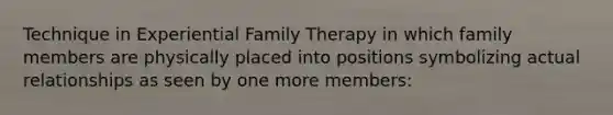 Technique in Experiential Family Therapy in which family members are physically placed into positions symbolizing actual relationships as seen by one more members: