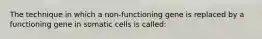 The technique in which a non-functioning gene is replaced by a functioning gene in somatic cells is called: