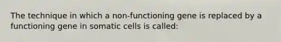 The technique in which a non-functioning gene is replaced by a functioning gene in somatic cells is called: