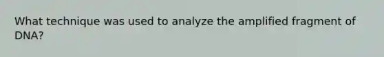 What technique was used to analyze the amplified fragment of DNA?