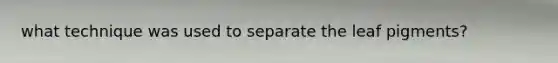 what technique was used to separate the leaf pigments?