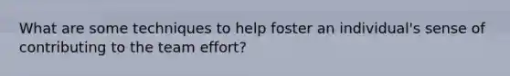 What are some techniques to help foster an individual's sense of contributing to the team effort?