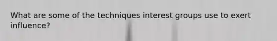 What are some of the techniques interest groups use to exert influence?
