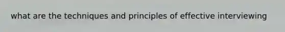 what are the techniques and principles of effective interviewing