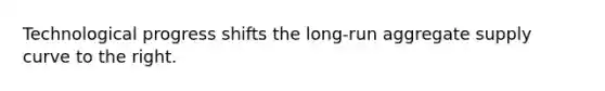 Technological progress shifts the long-run aggregate supply curve to the right.