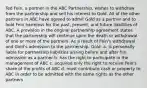 Ted Fein, a partner in the ABC Partnership, wishes to withdraw from the partnership and sell his interest to Gold. All of the other partners in ABC have agreed to admit Gold as a partner and to hold Fein harmless for the past, present, and future liabilities of ABC. A provision in the original partnership agreement states that the partnership will continue upon the death or withdrawal of one or more of the partners. As a result of Fein's withdrawal and Gold's admission to the partnership, Gold: a. is personally liable for partnership liabilities arising before and after his admission as a partner b. has the right to participate in the management of ABC c. acquired only the right to receive Fein's share of the profits of ABC d. must contribute cash or property to ABC in order to be admitted with the same rights as the other partners