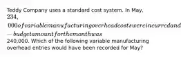 Teddy Company uses a standard cost system. In May, 234,000 of variable manufacturing overhead costs were incurred and the flexible-budget amount for the month was240,000. Which of the following variable manufacturing overhead entries would have been recorded for May?