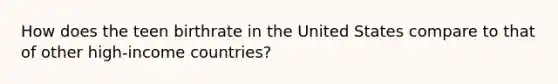 How does the teen birthrate in the United States compare to that of other high-income countries?