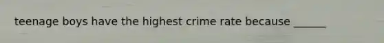 teenage boys have the highest crime rate because ______