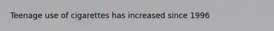 Teenage use of cigarettes has increased since 1996