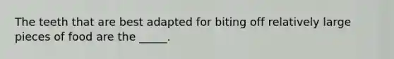 The teeth that are best adapted for biting off relatively large pieces of food are the _____.