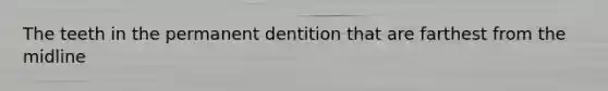 The teeth in the permanent dentition that are farthest from the midline