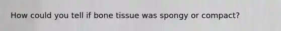 How could you tell if bone tissue was spongy or compact?