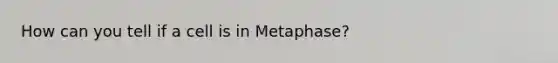 How can you tell if a cell is in Metaphase?