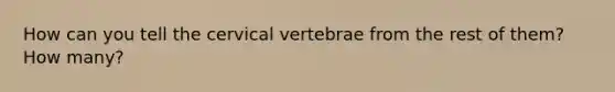 How can you tell the cervical vertebrae from the rest of them? How many?