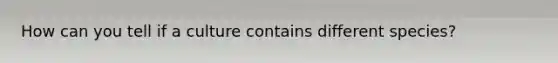 How can you tell if a culture contains different species?