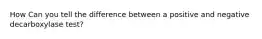 How Can you tell the difference between a positive and negative decarboxylase test?