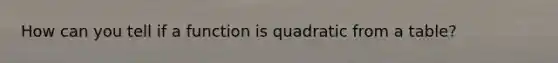 How can you tell if a function is quadratic from a table?