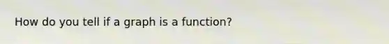 How do you tell if a graph is a function?