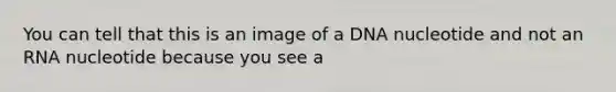 You can tell that this is an image of a DNA nucleotide and not an RNA nucleotide because you see a