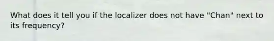 What does it tell you if the localizer does not have "Chan" next to its frequency?