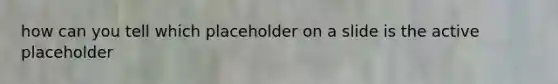 how can you tell which placeholder on a slide is the active placeholder