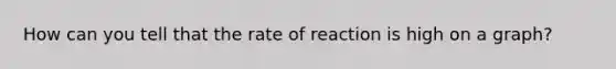 How can you tell that the rate of reaction is high on a graph?