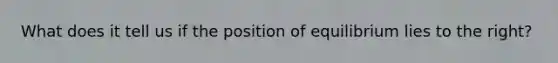 What does it tell us if the position of equilibrium lies to the right?