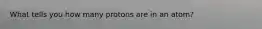 What tells you how many protons are in an atom?