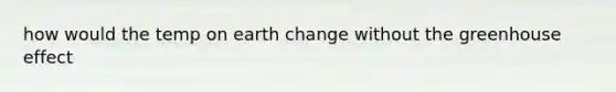 how would the temp on earth change without the <a href='https://www.questionai.com/knowledge/kSLZFxwGpF-greenhouse-effect' class='anchor-knowledge'>greenhouse effect</a>