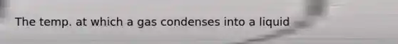 The temp. at which a gas condenses into a liquid