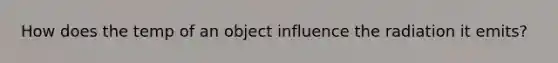 How does the temp of an object influence the radiation it emits?