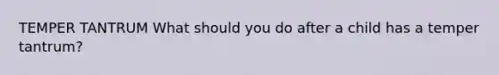 TEMPER TANTRUM What should you do after a child has a temper tantrum?