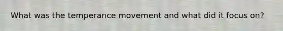 What was the temperance movement and what did it focus on?