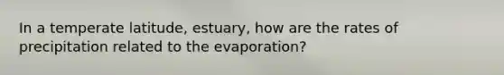 In a temperate latitude, estuary, how are the rates of precipitation related to the evaporation?