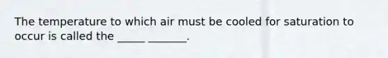 The temperature to which air must be cooled for saturation to occur is called the _____ _______.