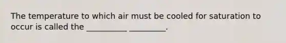 The temperature to which air must be cooled for saturation to occur is called the __________ _________.