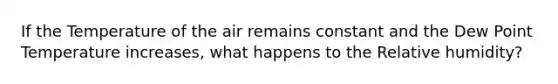 If the Temperature of the air remains constant and the Dew Point Temperature increases, what happens to the Relative humidity?